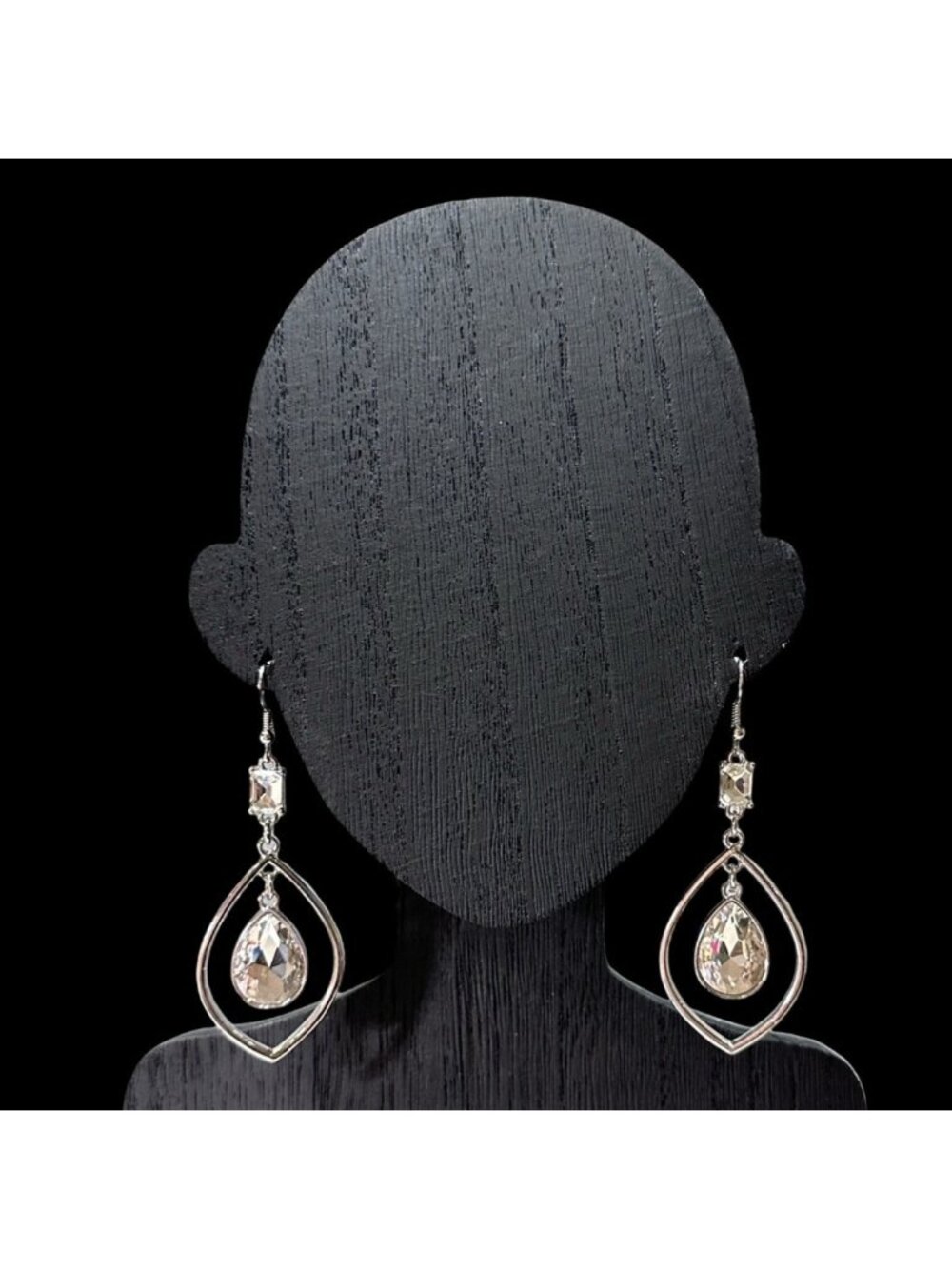 Drop Dangle Earrings Silver Tone Rhinestone Accents 3 Inch Length Versatile NWOT